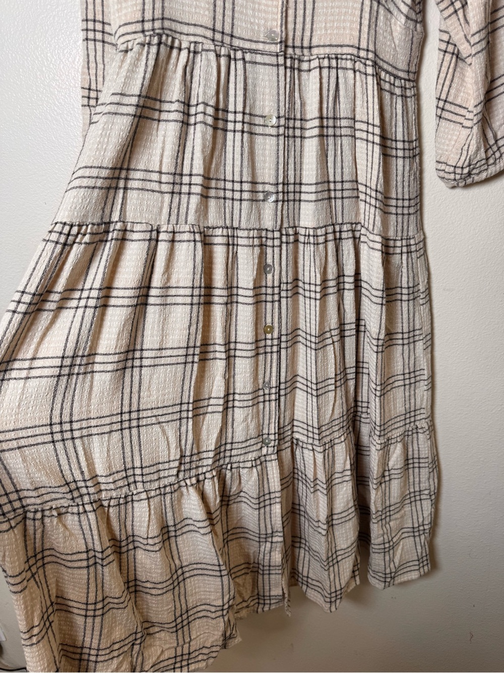Marine Layer Cream Plaid Maxi Dress - Picture 3 of 7